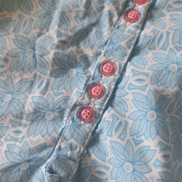 Josie Natori Women's Pajama Top Size XL Asian Inspired Blue Print Cotton - Picture 6 of 7